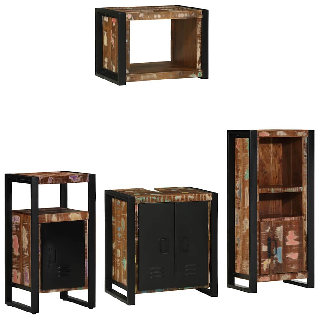 vidaXL Conjunto de Móveis para Banheiro 4 pcs Madeira Reforçada Sólida