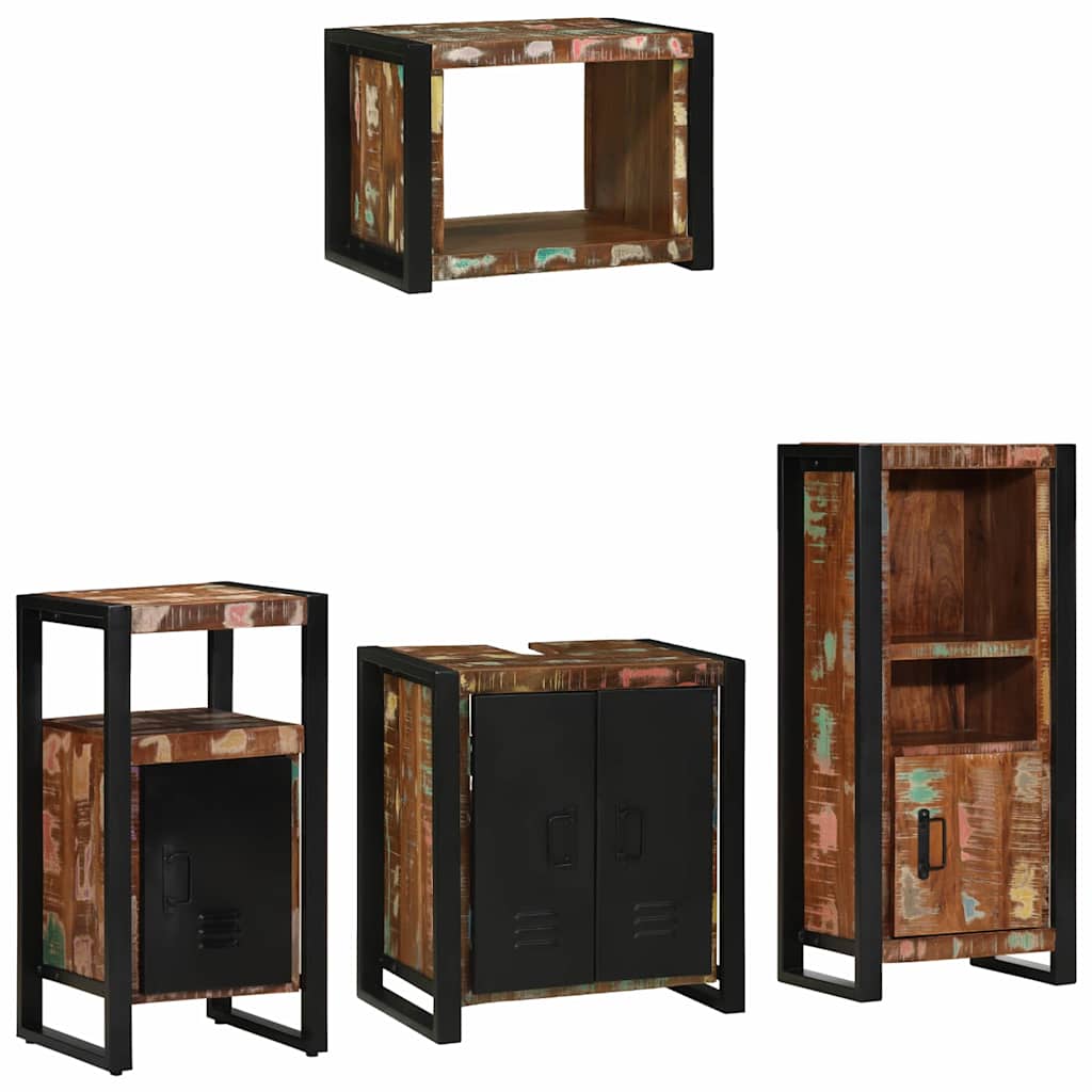 vidaXL Conjunto de Móveis para Banheiro 4 pcs Madeira Reforçada Sólida
