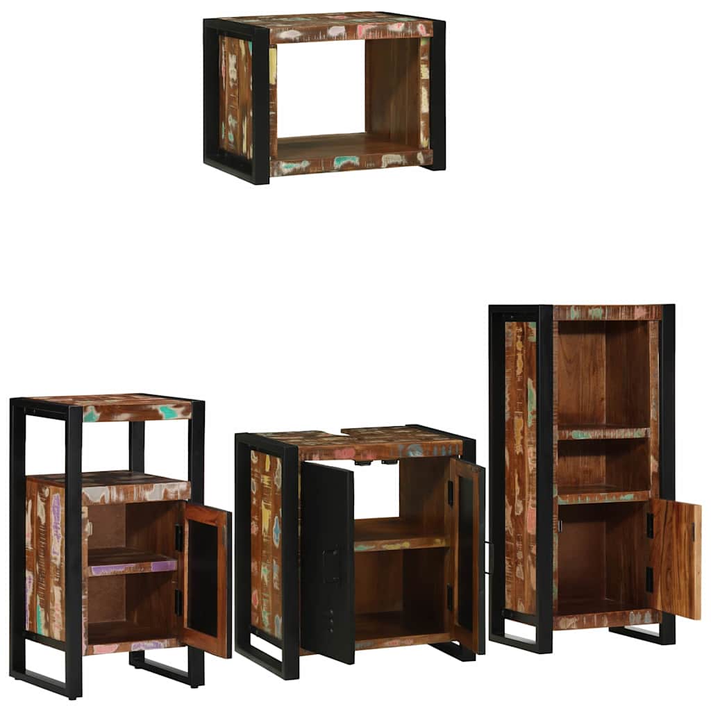vidaXL Conjunto de Móveis para Banheiro 4 pcs Madeira Reforçada Sólida