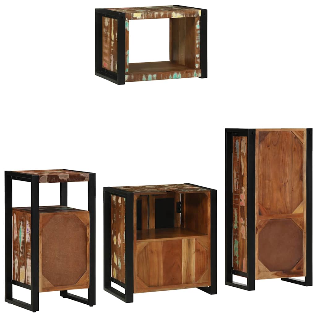 vidaXL Conjunto de Móveis para Banheiro 4 pcs Madeira Reforçada Sólida