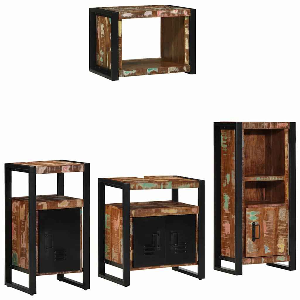 vidaXL Conjunto de Móveis para Banheiro 4 pcs Madeira Reforçada Sólida