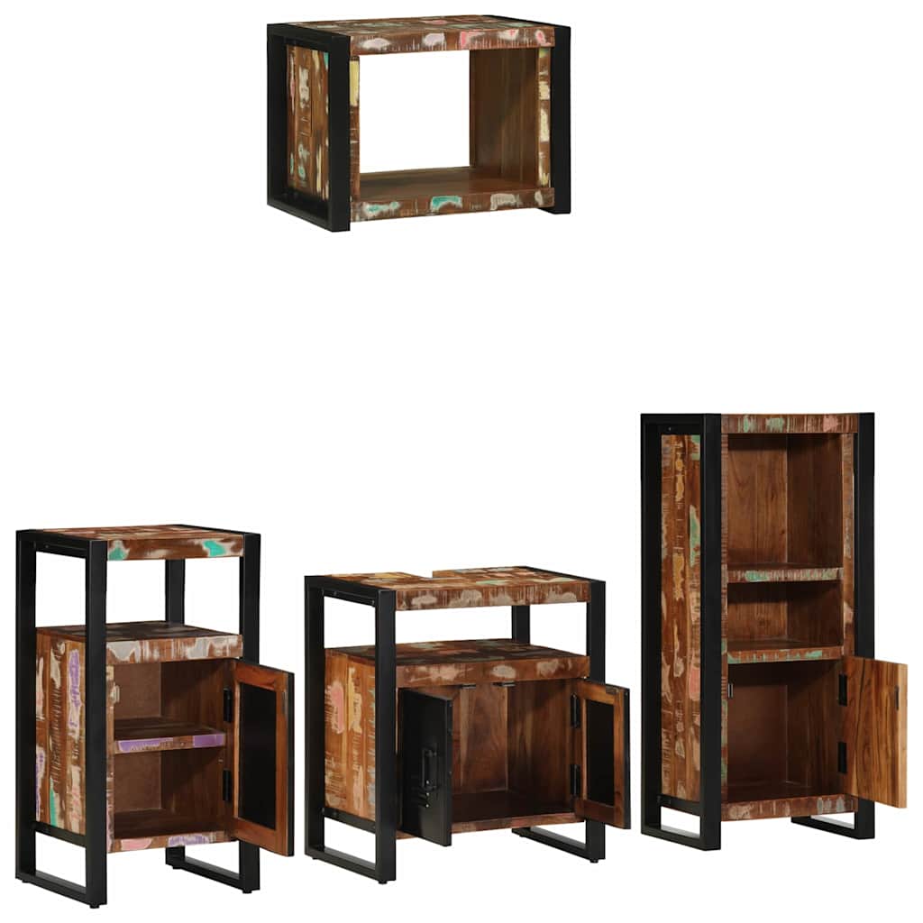vidaXL Conjunto de Móveis para Banheiro 4 pcs Madeira Reforçada Sólida