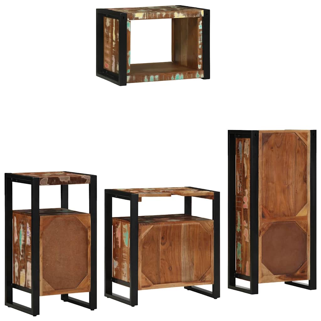 vidaXL Conjunto de Móveis para Banheiro 4 pcs Madeira Reforçada Sólida