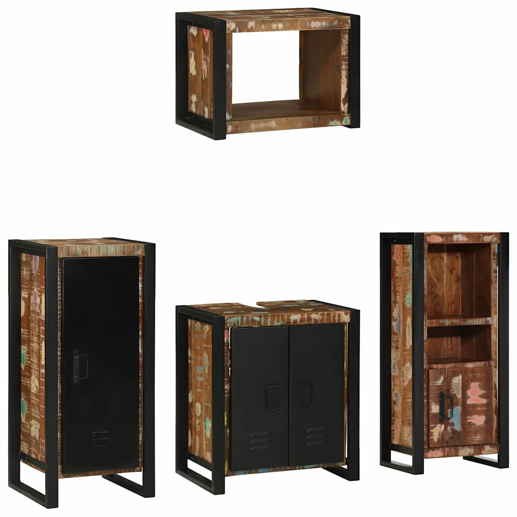 vidaXL Conjunto de Móveis para Banheiro 4 pcs Madeira Reforçada Sólida