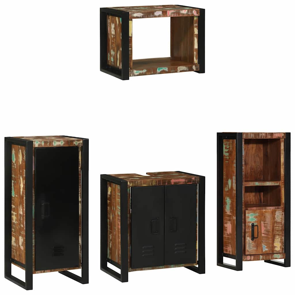 vidaXL Conjunto de Móveis para Banheiro 4 pcs Madeira Reforçada Sólida