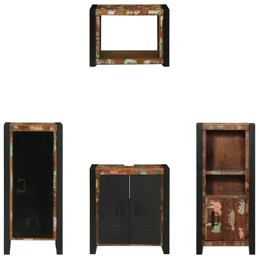 vidaXL Conjunto de Móveis para Banheiro 4 pcs Madeira Reforçada Sólida