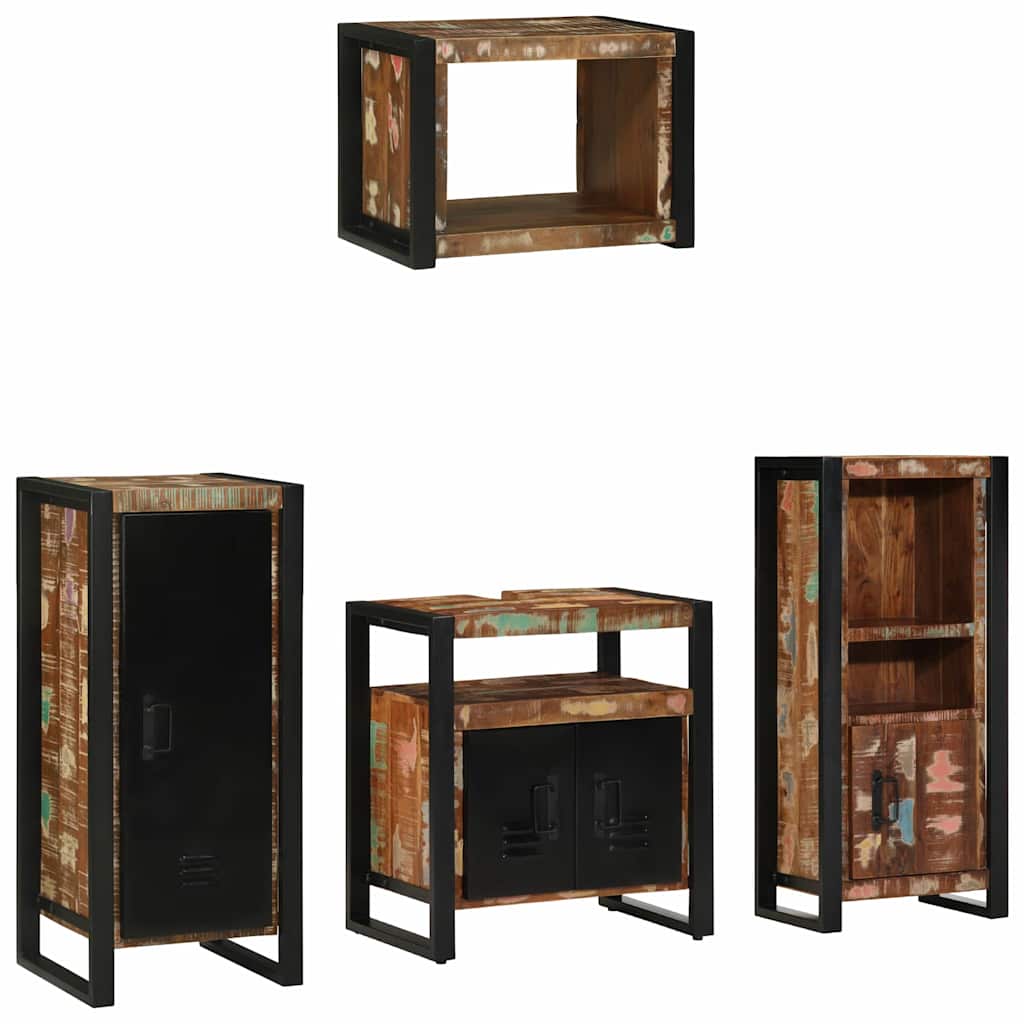 vidaXL Conjunto de Móveis para Banheiro 4 pcs Madeira Reforçada Sólida
