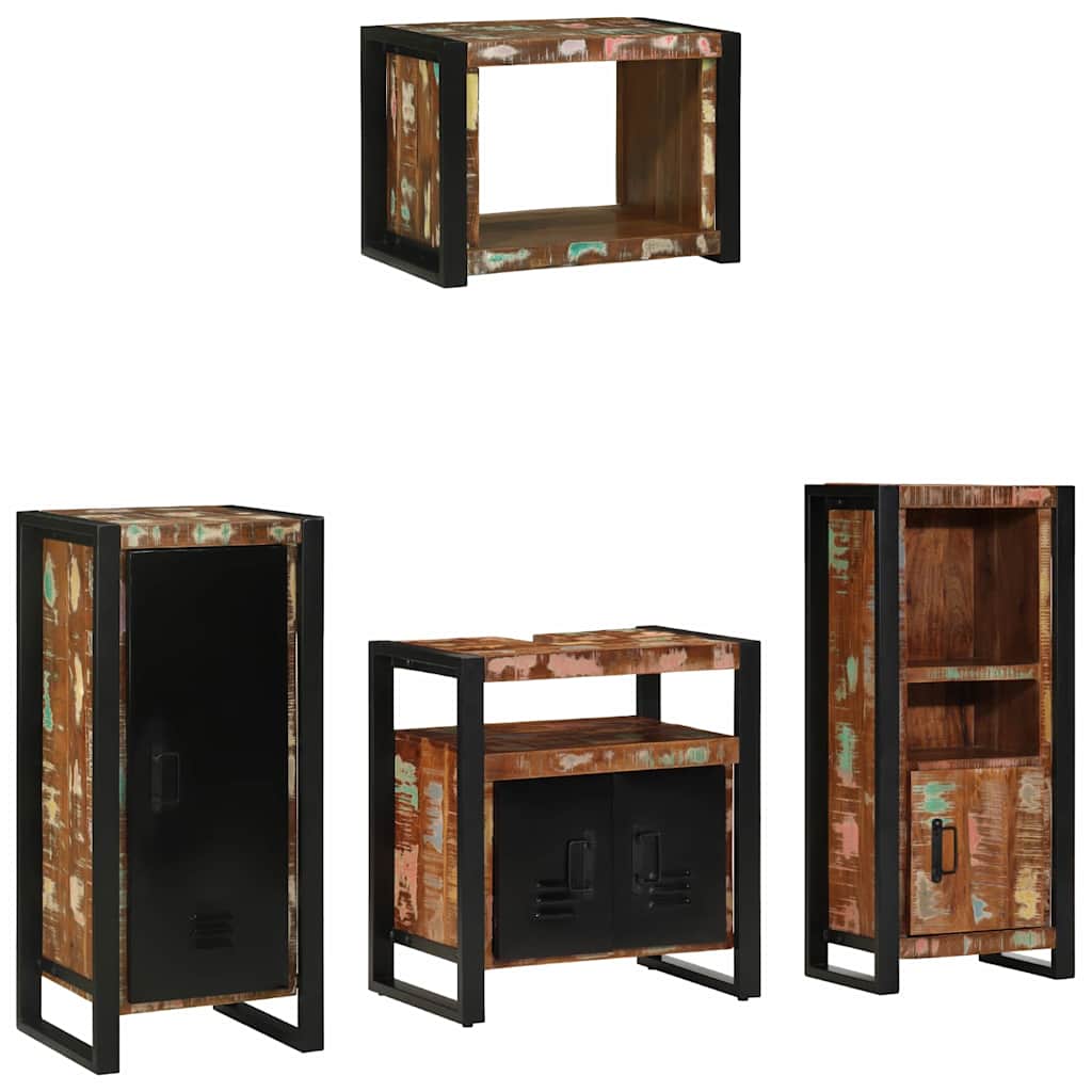 vidaXL Conjunto de Móveis para Banheiro 4 pcs Madeira Reforçada Sólida