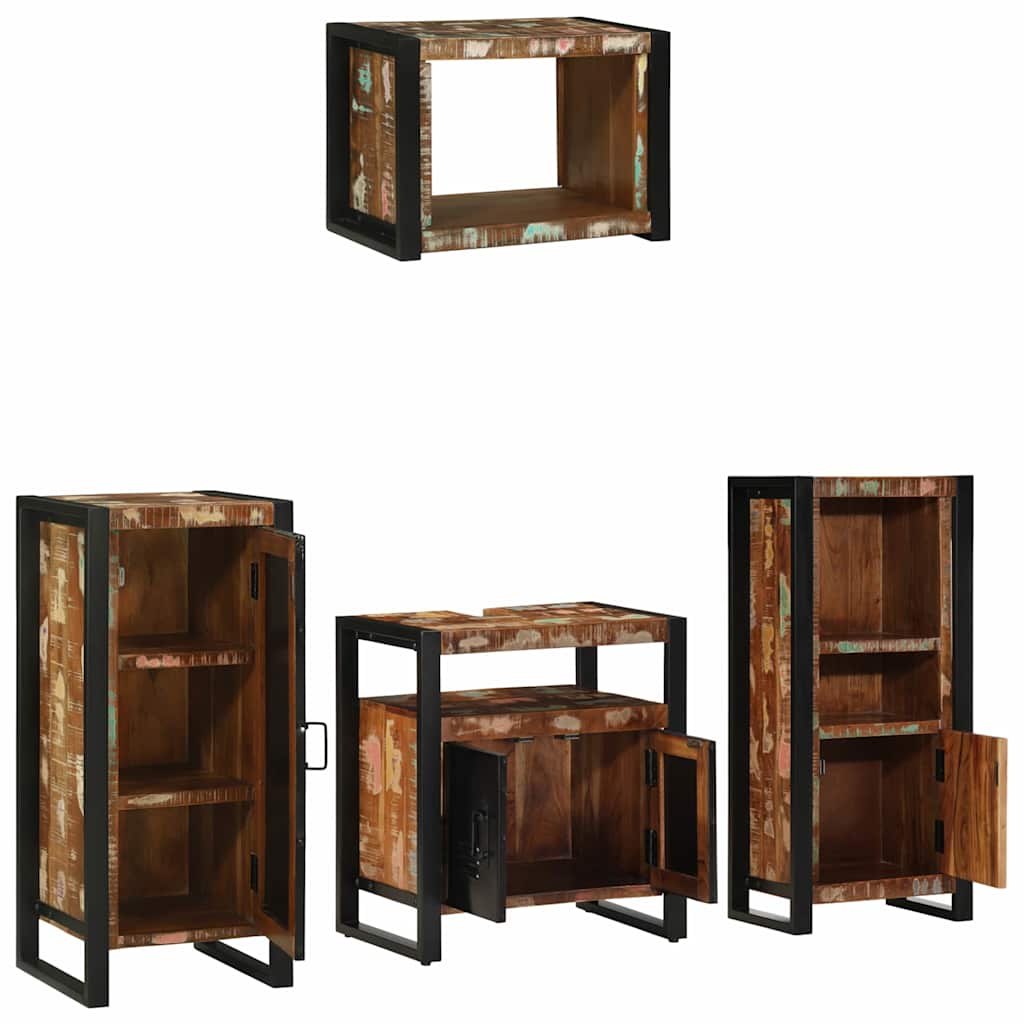 vidaXL Conjunto de Móveis para Banheiro 4 pcs Madeira Reforçada Sólida