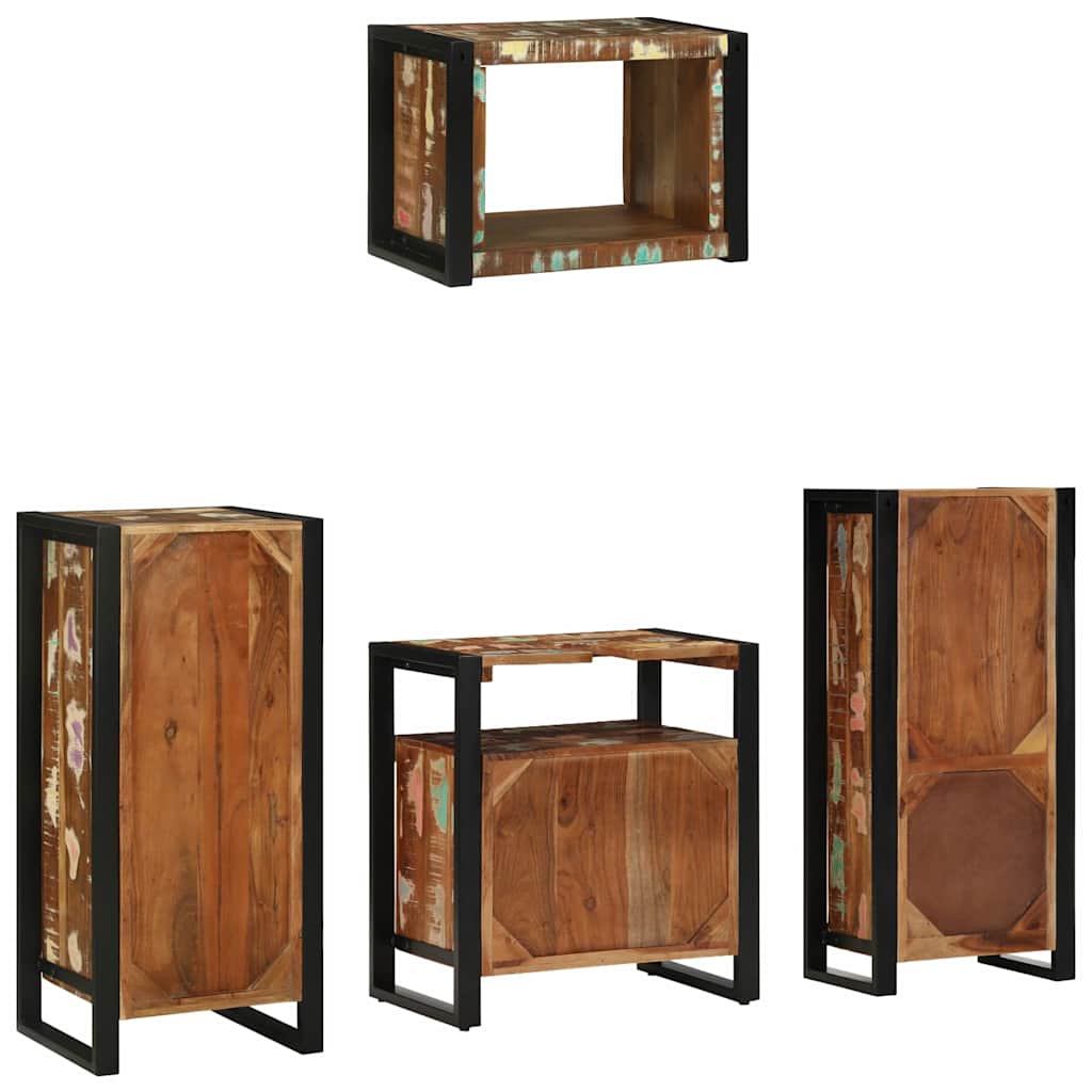 vidaXL Conjunto de Móveis para Banheiro 4 pcs Madeira Reforçada Sólida