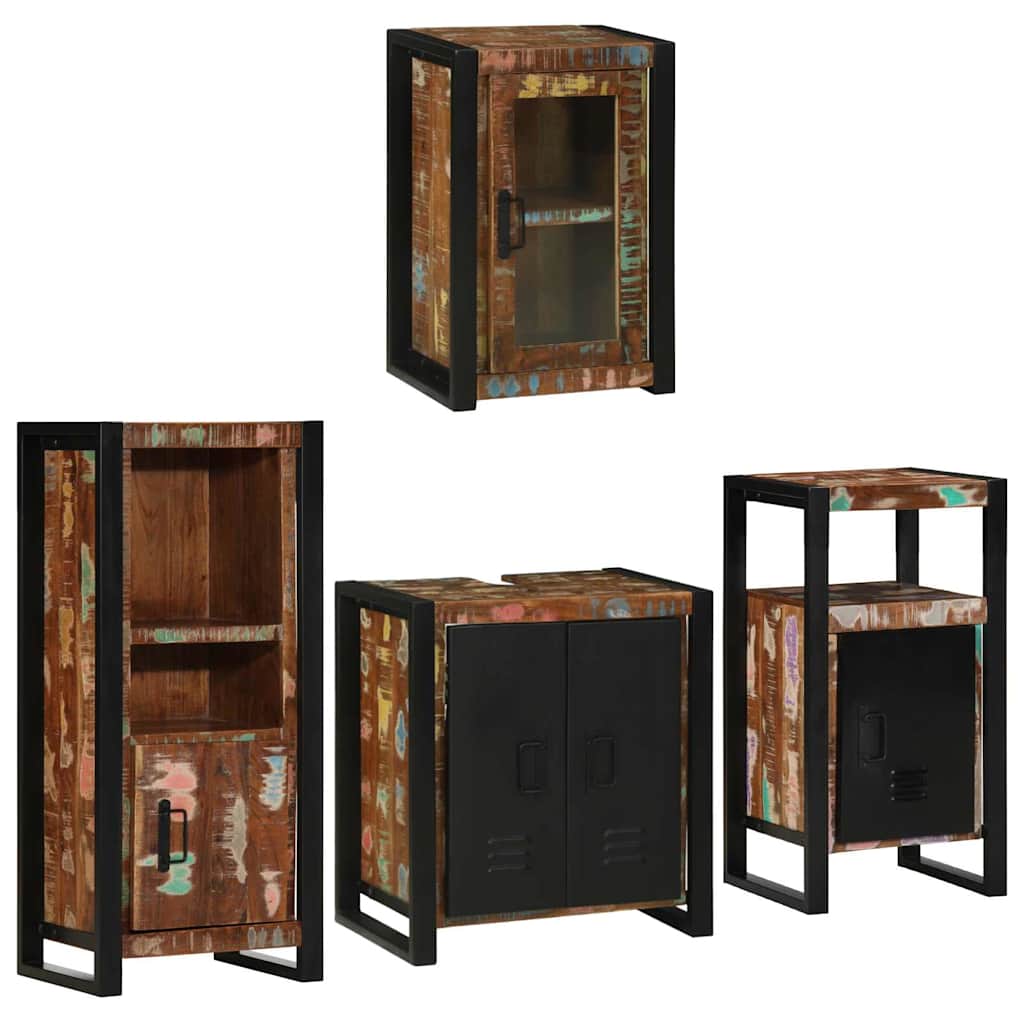 vidaXL Conjunto de Móveis para Banheiro com porta 4 pcs Multicolor