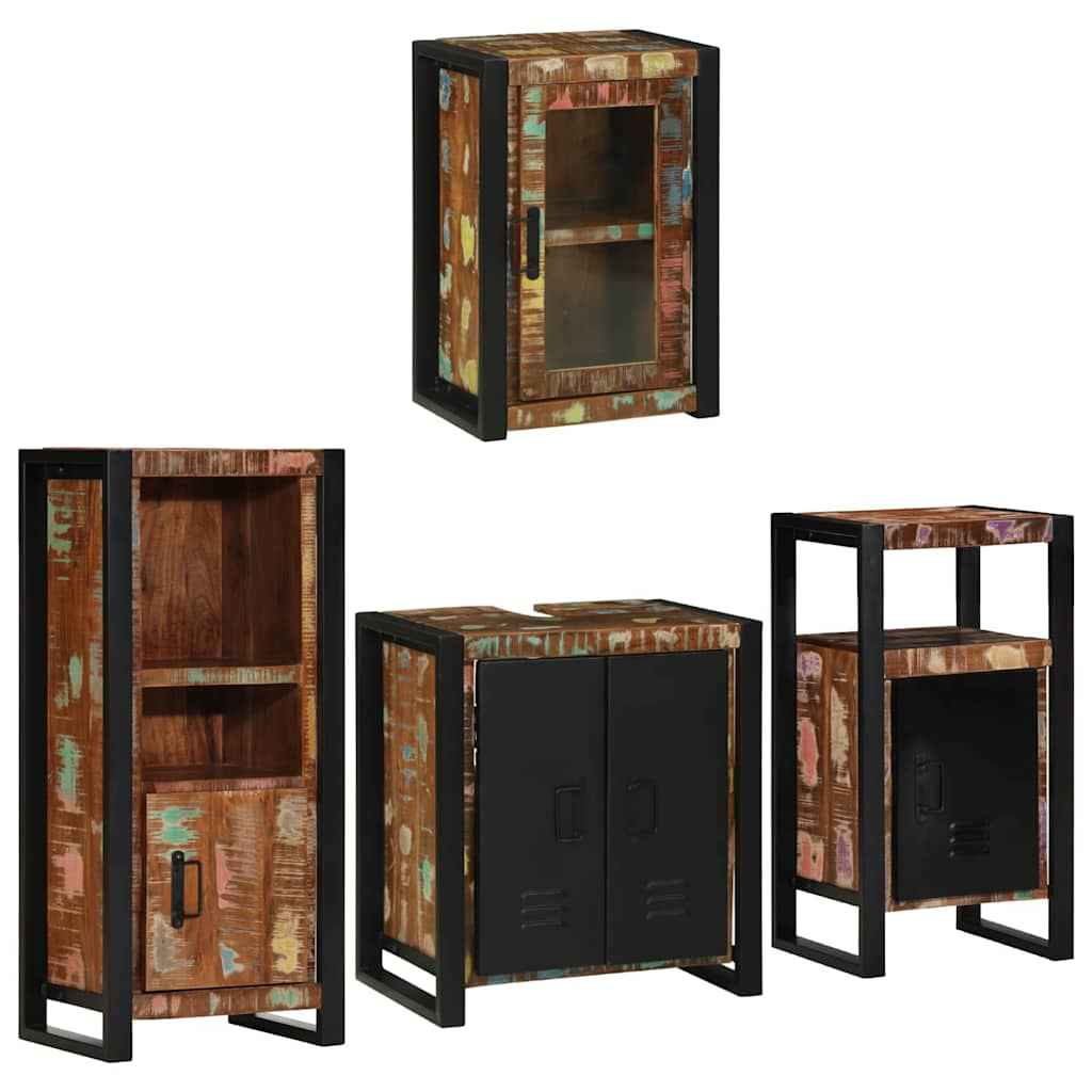 vidaXL Conjunto de Móveis para Banheiro com porta 4 pcs Multicolor