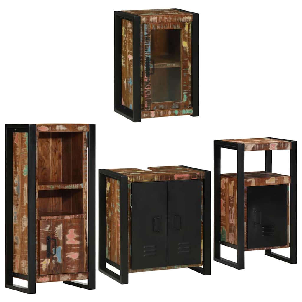 vidaXL Conjunto de Móveis para Banheiro com porta 4 pcs Multicolor
