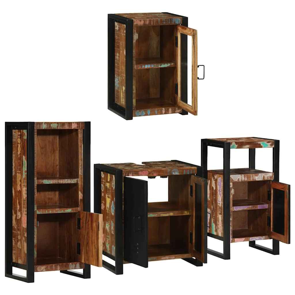 vidaXL Conjunto de Móveis para Banheiro com porta 4 pcs Multicolor