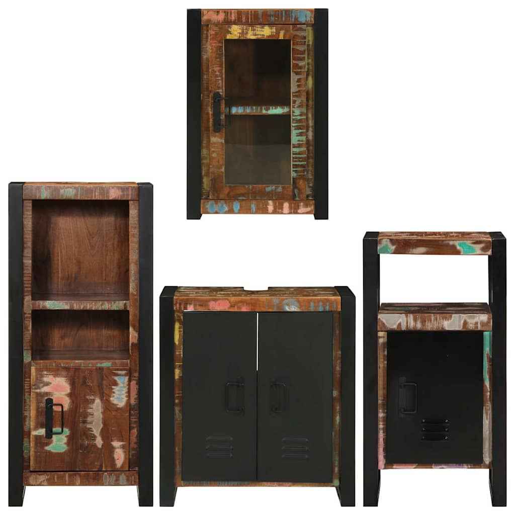 vidaXL Conjunto de Móveis para Banheiro com porta 4 pcs Multicolor
