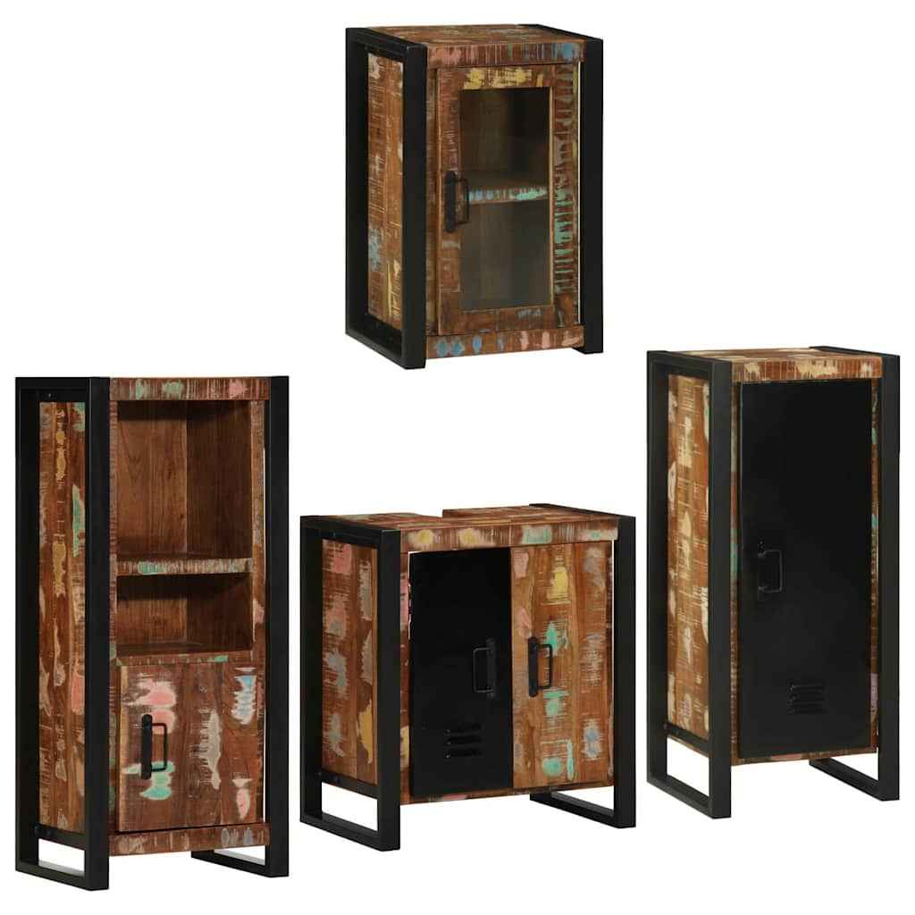 vidaXL Conjunto de Móveis para Banheiro com prateleira com porta 4 pcs