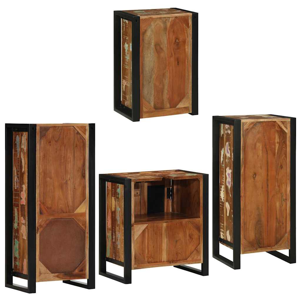 vidaXL Conjunto de Móveis para Banheiro com prateleira com porta 4 pcs