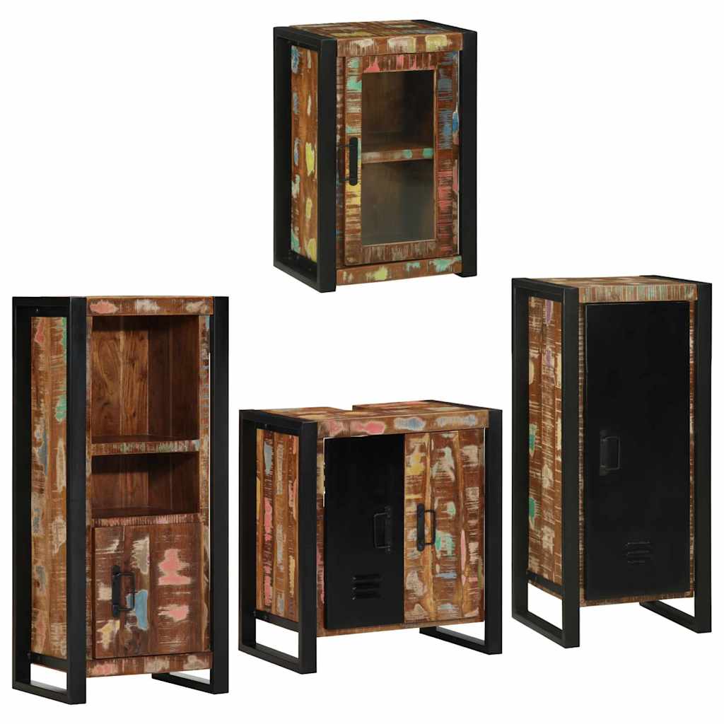 vidaXL Conjunto de Móveis para Banheiro com prateleira com porta 4 pcs