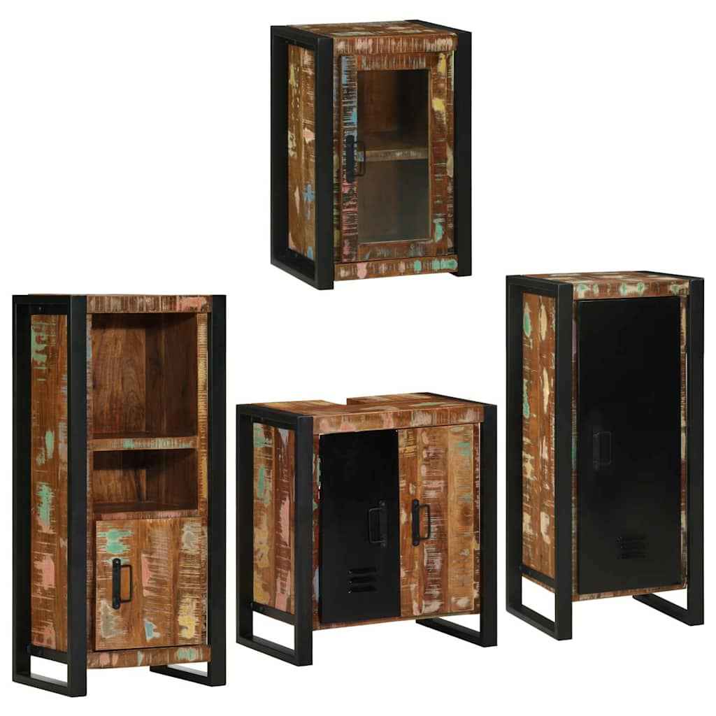 vidaXL Conjunto de Móveis para Banheiro com prateleira com porta 4 pcs