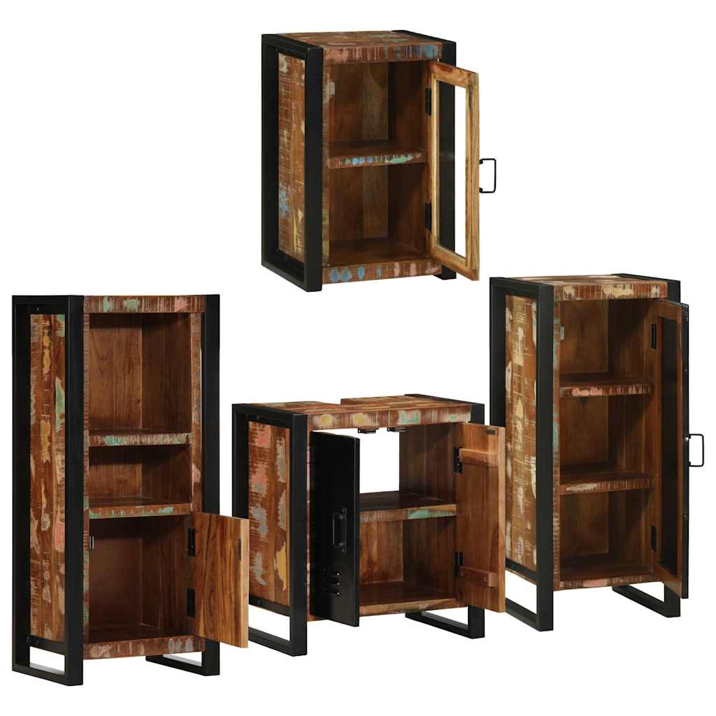 vidaXL Conjunto de Móveis para Banheiro com prateleira com porta 4 pcs