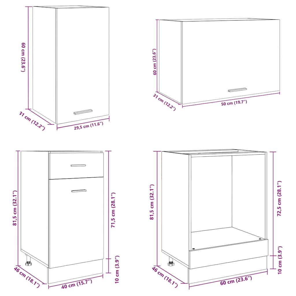 vidaXL Conjunto móveis de cozinha “Lyon” 8 pcs carvalho sonoma