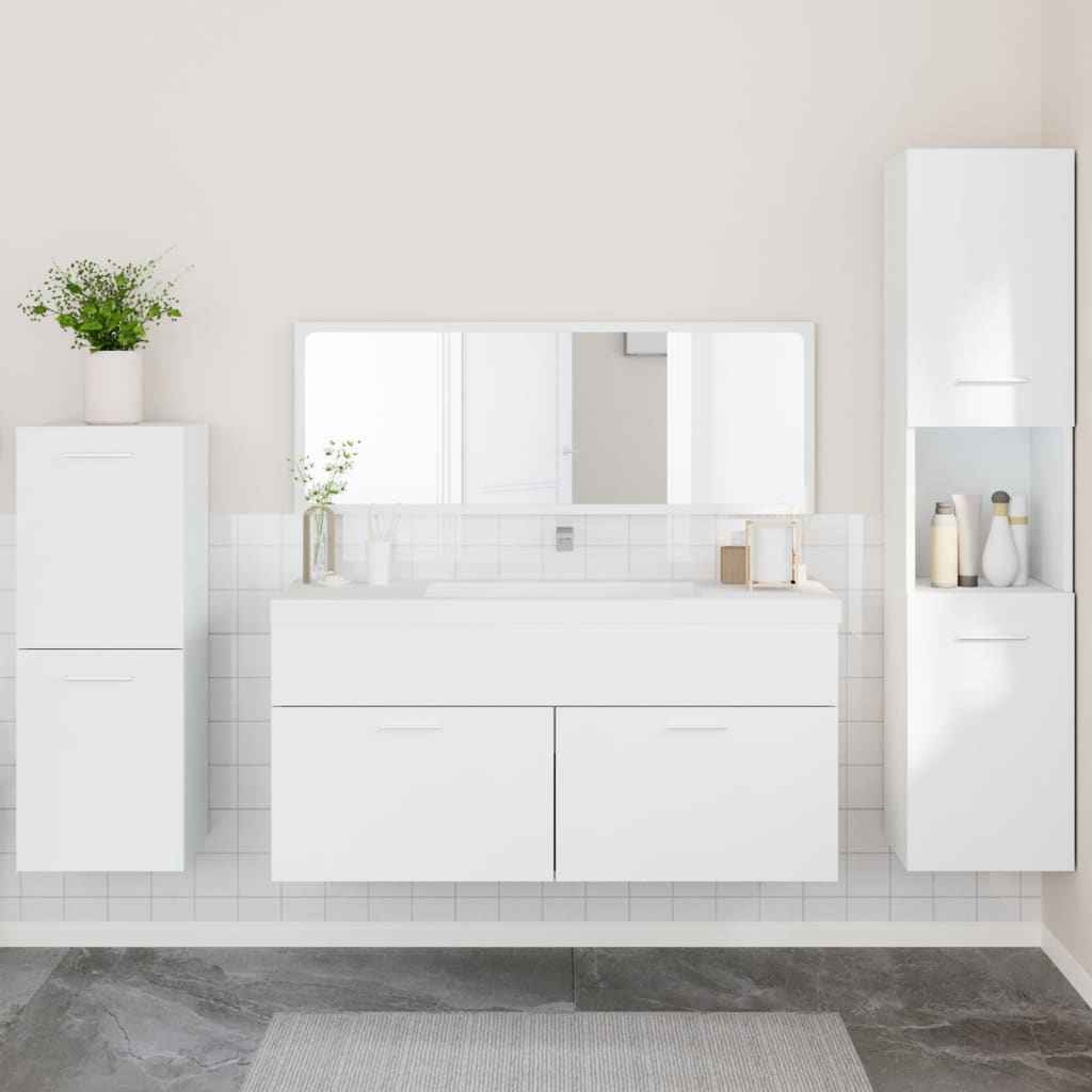 vidaXL 4 pcs conjunto móveis casa de banho derivados de madeira branco
