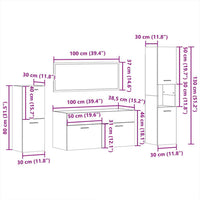 vidaXL 4 pcs conjunto móveis casa de banho derivados de madeira branco
