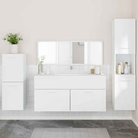vidaXL 4 pcs conjunto móveis casa de banho derivados de madeira branco