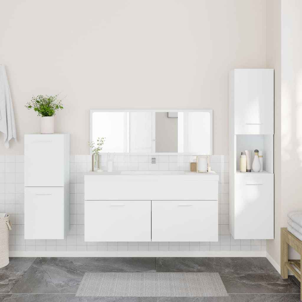 vidaXL 4 pcs conjunto móveis casa de banho derivados de madeira branco
