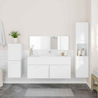 vidaXL 4 pcs conjunto móveis casa de banho derivados de madeira branco