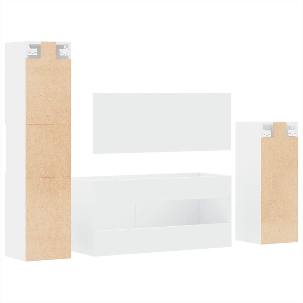 vidaXL 4 pcs conjunto móveis casa de banho derivados de madeira branco
