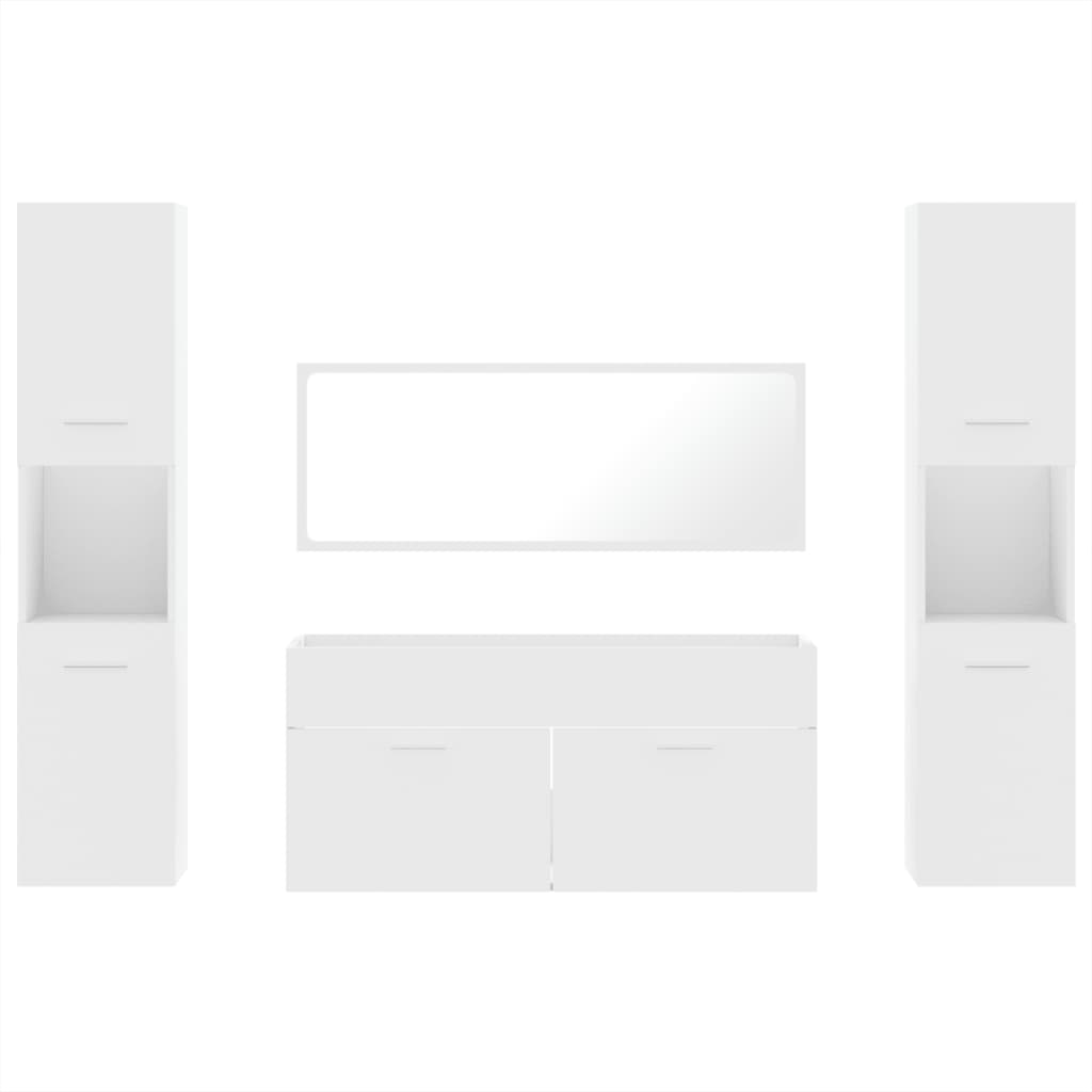 vidaXL 4 pcs conjunto móveis casa de banho derivados de madeira branco