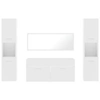 vidaXL 4 pcs conjunto móveis casa de banho derivados de madeira branco