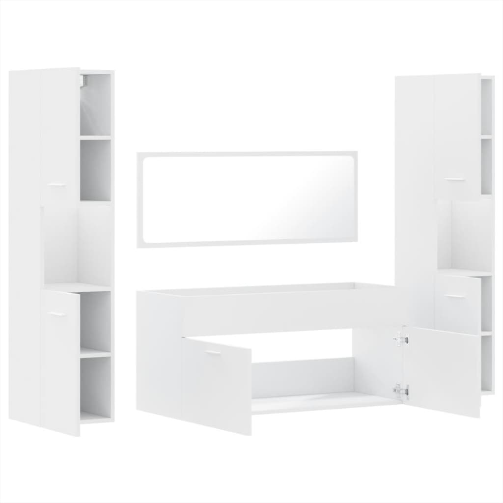 vidaXL 4 pcs conjunto móveis casa de banho derivados de madeira branco