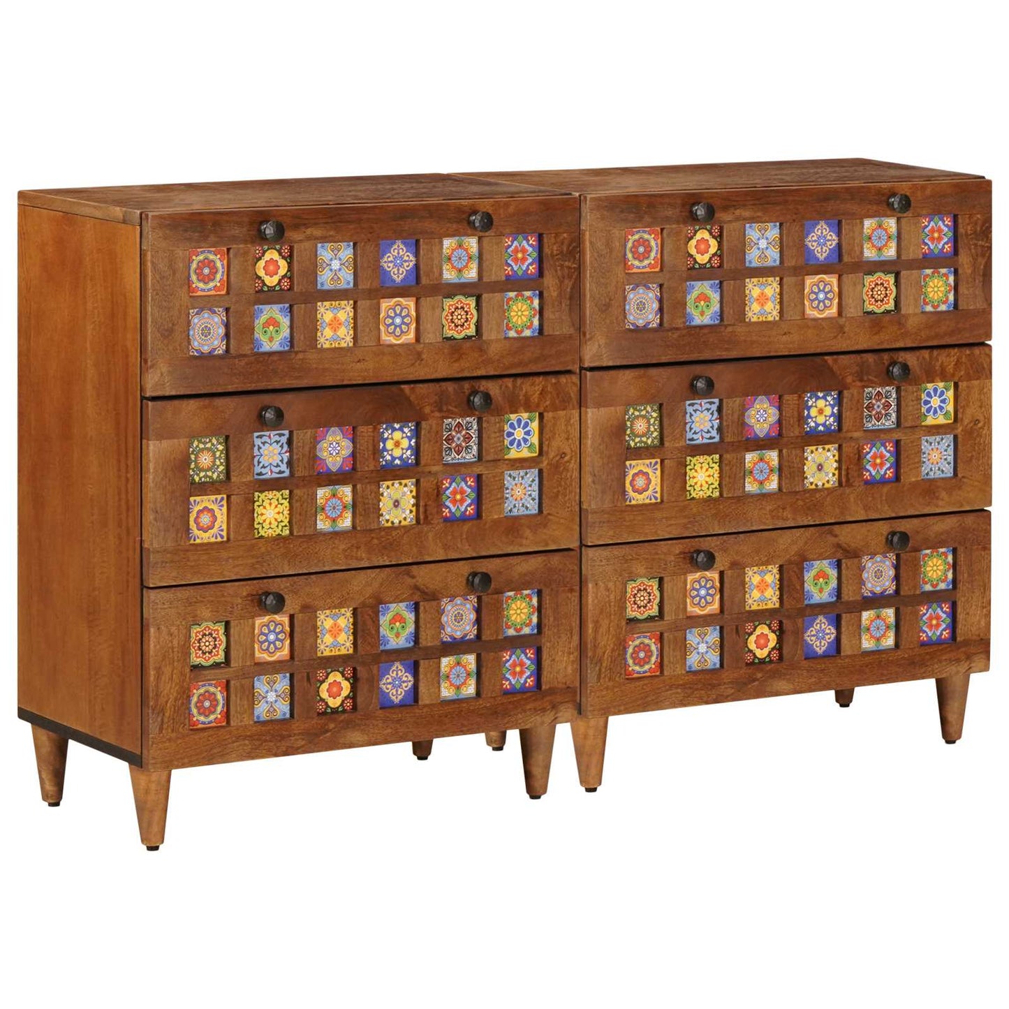vidaXL Buffet 2 pcs Nogueira 60 x 33 x 75 cm Madeira de manga maciça