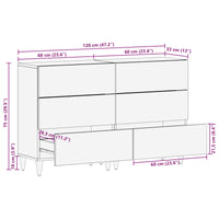 vidaXL Buffet 2 pcs Nogueira 60 x 33 x 75 cm Madeira de manga maciça