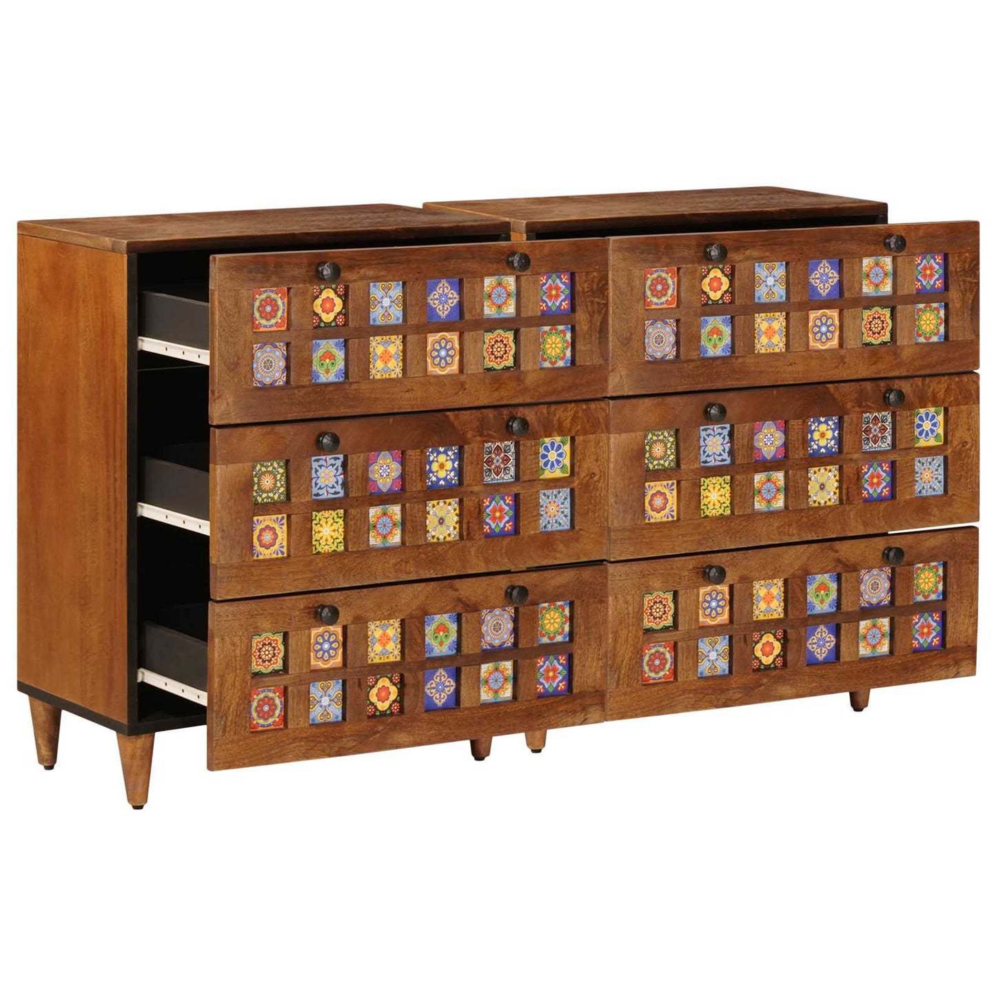 vidaXL Buffet 2 pcs Nogueira 60 x 33 x 75 cm Madeira de manga maciça