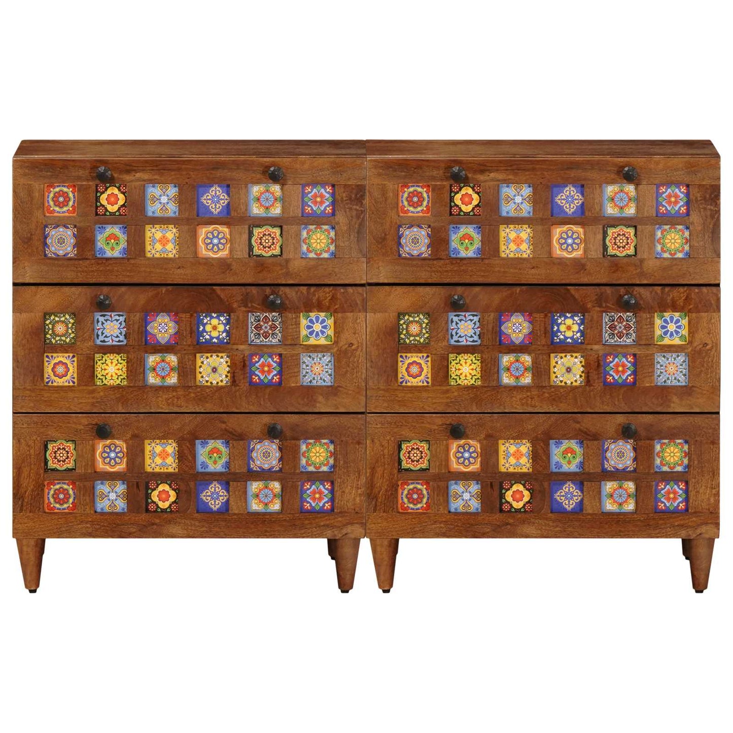 vidaXL Buffet 2 pcs Nogueira 60 x 33 x 75 cm Madeira de manga maciça