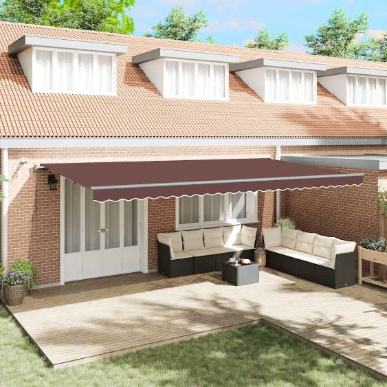 vidaXL Toldo autom. LED e sensor de vento 400x300 cm azul e branco