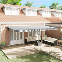 vidaXL Toldo autom. LED e sensor de vento 400x300 cm azul e branco