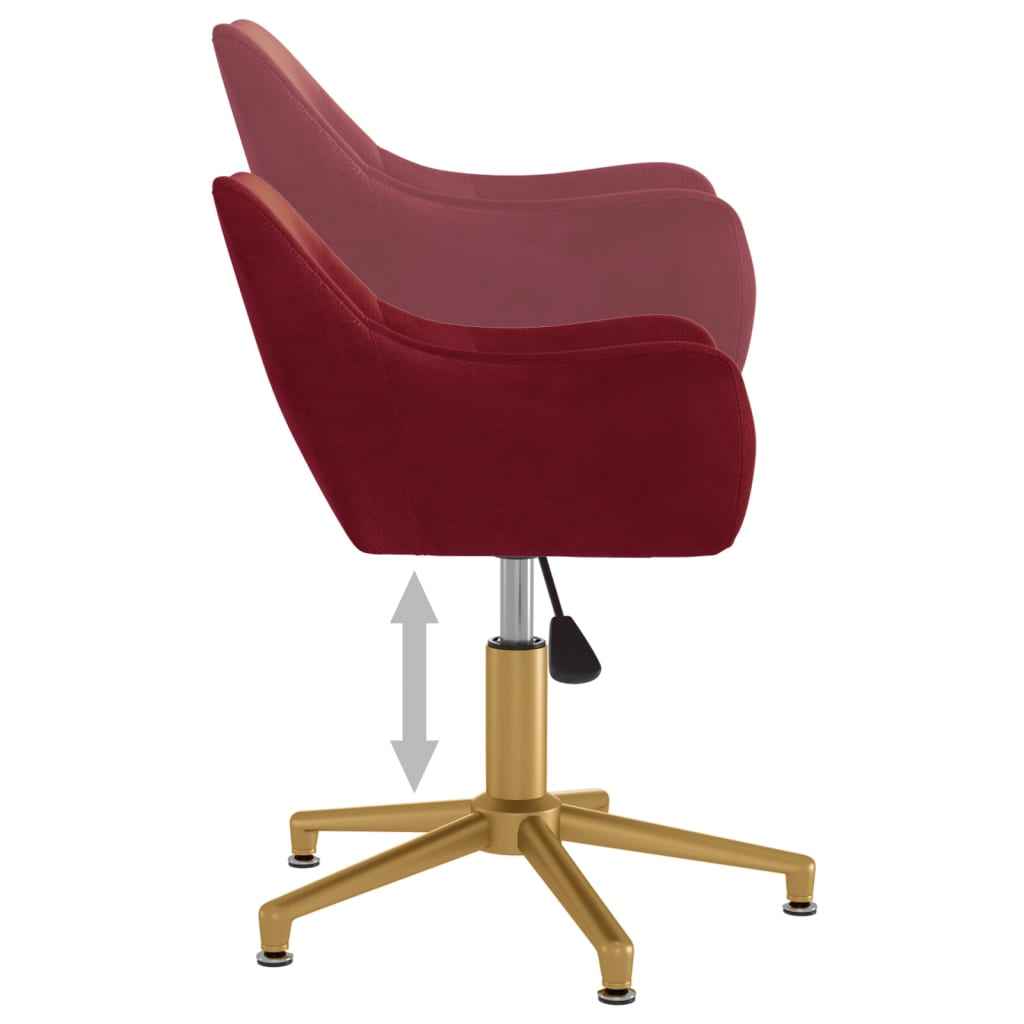 vidaXL Cadeira de jantar giratória veludo vermelho tinto