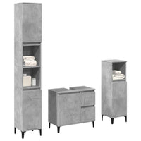 vidaXL 3 pcs conj. móveis casa banho derivados madeira cinza cimento