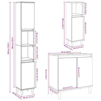 vidaXL 3 pcs conj. móveis casa banho derivados madeira cinza cimento