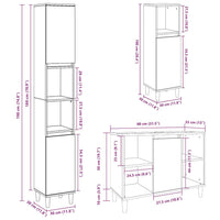 vidaXL 3 pcs conj. móveis casa banho derivados madeira cinza cimento