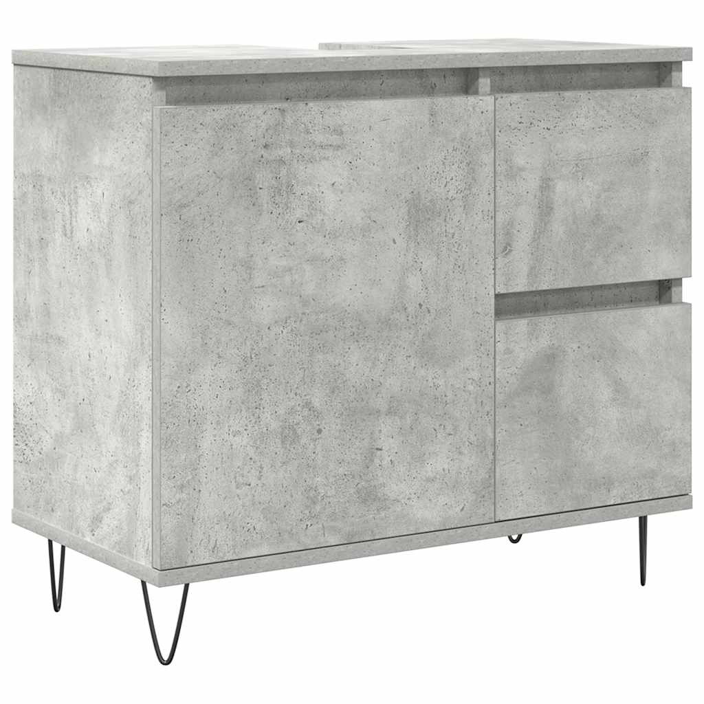 vidaXL 3 pcs conj. móveis casa banho derivados madeira cinza cimento