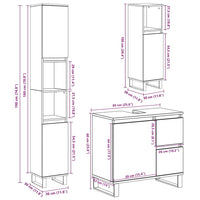 vidaXL 3 pcs conj. móveis casa banho derivados madeira cinza cimento