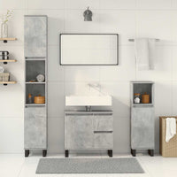 vidaXL 3 pcs conj. móveis casa banho derivados madeira cinza cimento