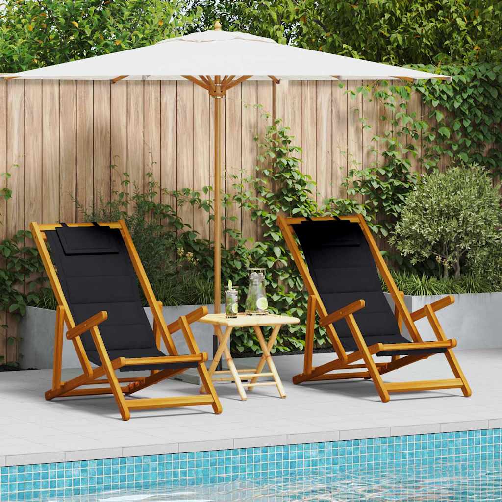vidaXL Cadeira de Praia com almofada 2 pcs Castanho 61 x 123 x 82cm