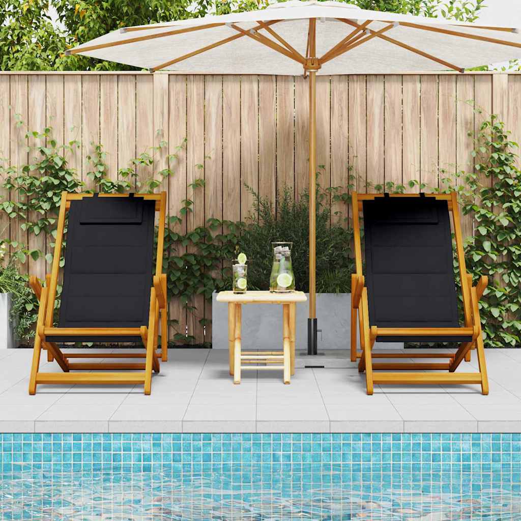 vidaXL Cadeira de Praia com almofada 2 pcs Castanho 61 x 123 x 82cm