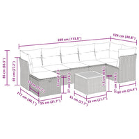 vidaXL 8 pcs conjunto sofás de jardim c/ almofadões vime PE cinzento